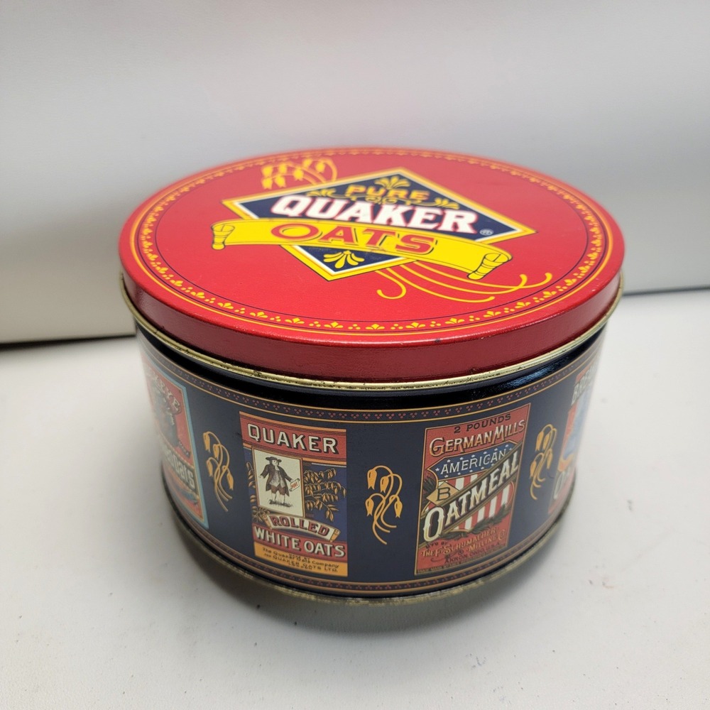 Vintage 1982 Quaker Oats Heritage Cookie Tin Limited Edition Round Container - Picture 3 of 12